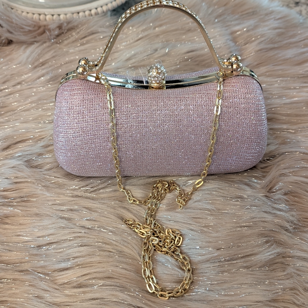 Elegant Pink Glitter Clutch